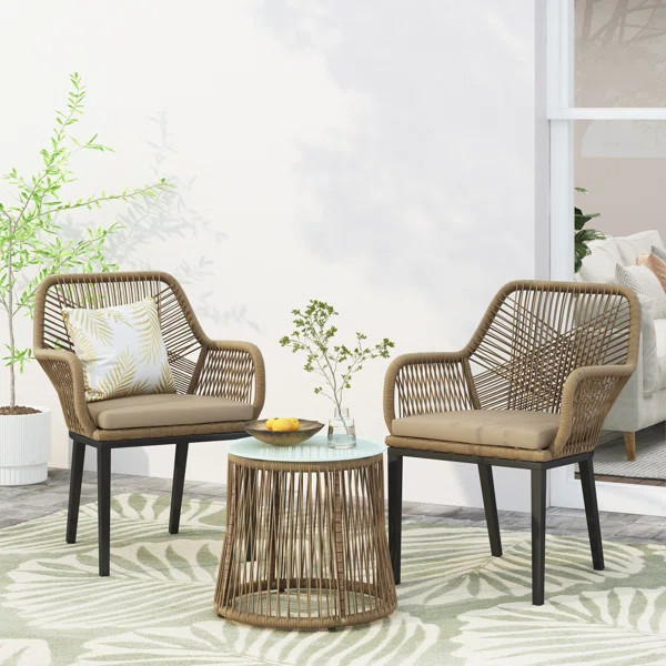 Oshin Mohar Outdoor Wicker Chat Set | Wayfair North America