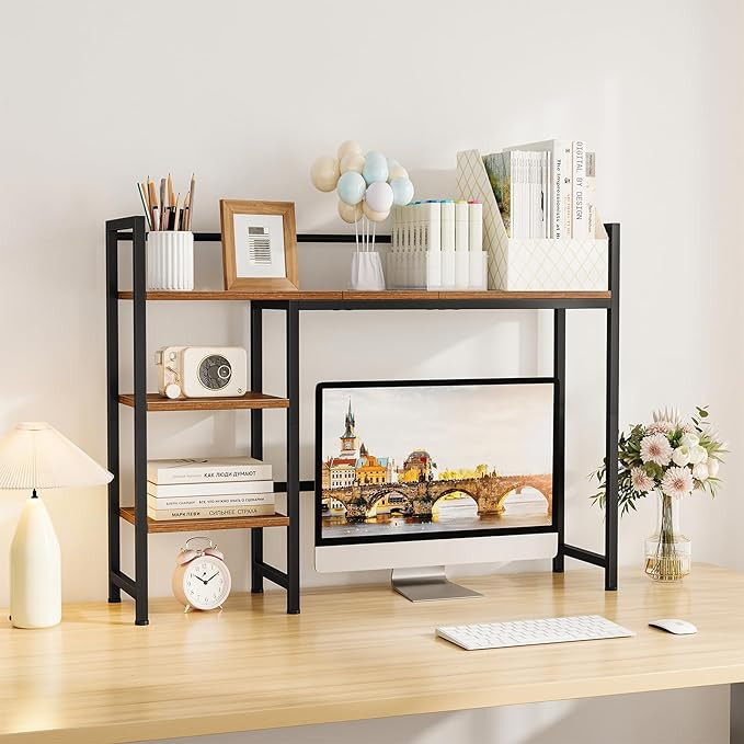 Snughome Desk Shelf, 38.6" Desktop Organizer Shelf, Desk Hutch for Computer Monitor, 4 Tier Desk ... | Amazon (US)