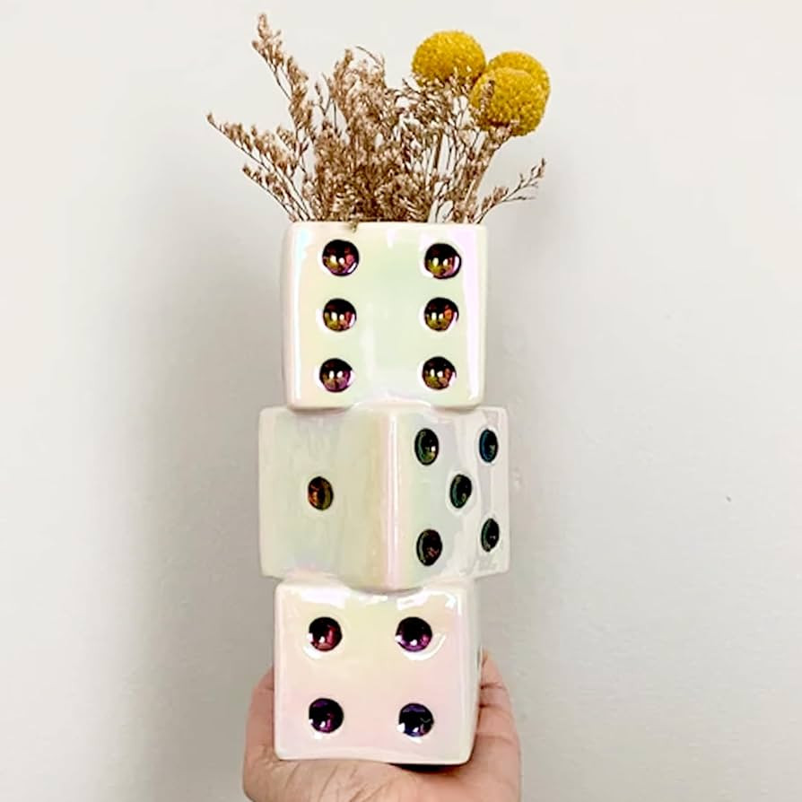Ceramic Dice Vase - Unique Decor for Dried Flowers, Rose, Pampas Grass - Stunning Design for Any ... | Amazon (US)