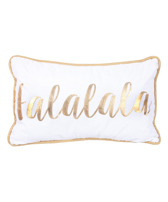 'Fa La La La' Golden Accent Throw Pillow | zulily