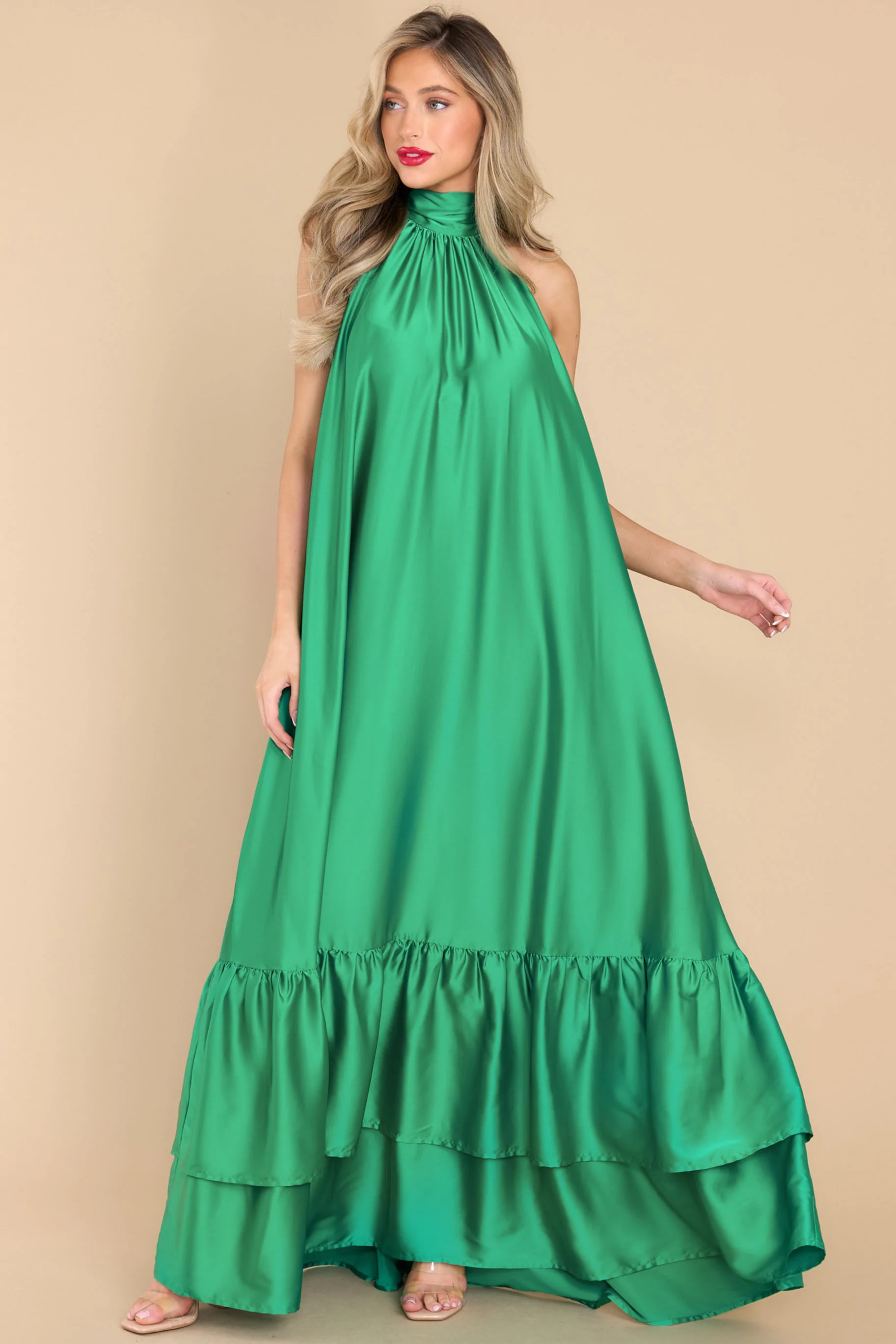 Talk About Beauty Bright Emerald Maxi Dress | Red Dress 