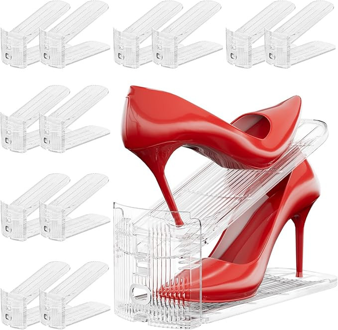 Neprock Shoe Slots Organizer for Closet,12 Pack Acrylic Shoe Stackers for A Pair of Shoes,3 Level... | Amazon (US)