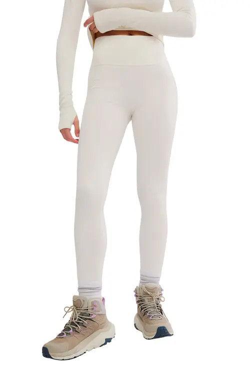 Free People Run Around Seamless High Waist Leggings in Ivory Combo at Nordstrom, Size Medium | Nordstrom