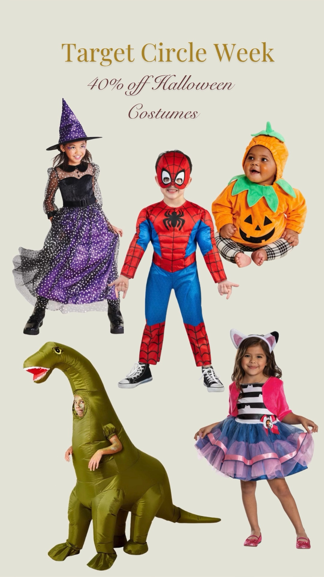Save 40% on select Halloween costumes during Target Circle Week! clothing, halloween, ghost, witch, spiderman, dinosaur, spooky, pumpkin

#LTKFamily #LTKSaleAlert #LTKSeasonal