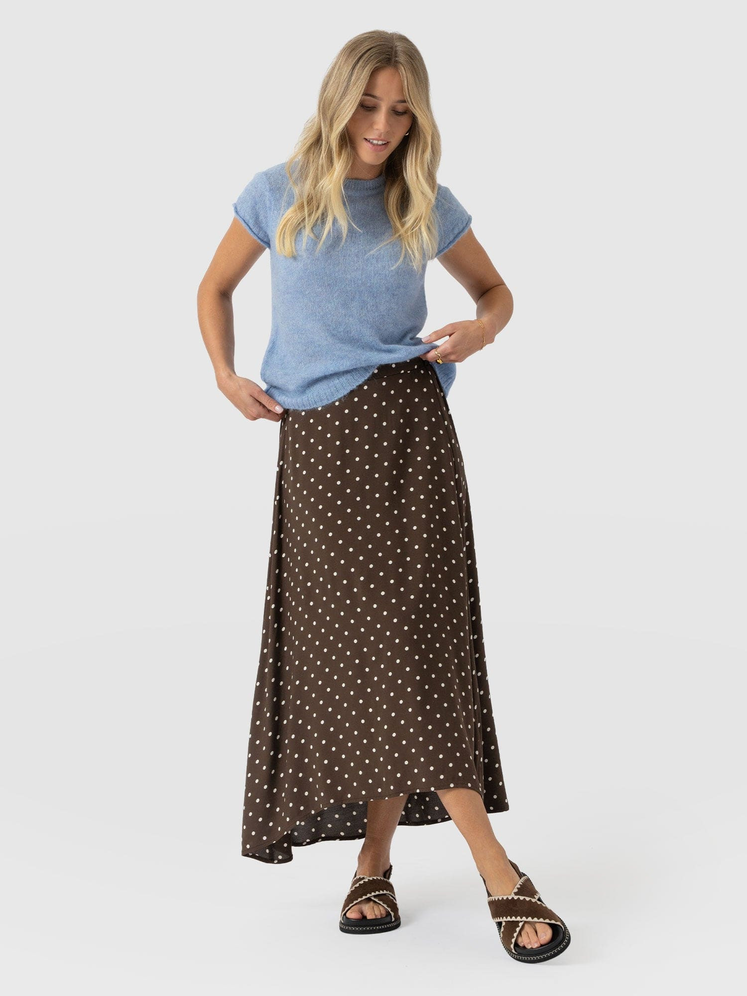 Sutton Skirt - Brown Polka Dot | Saint + Sofia