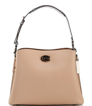Willow Taupe Leather Turnlock Black Hardware Color Blocked Shoulder Bag | Dillard's