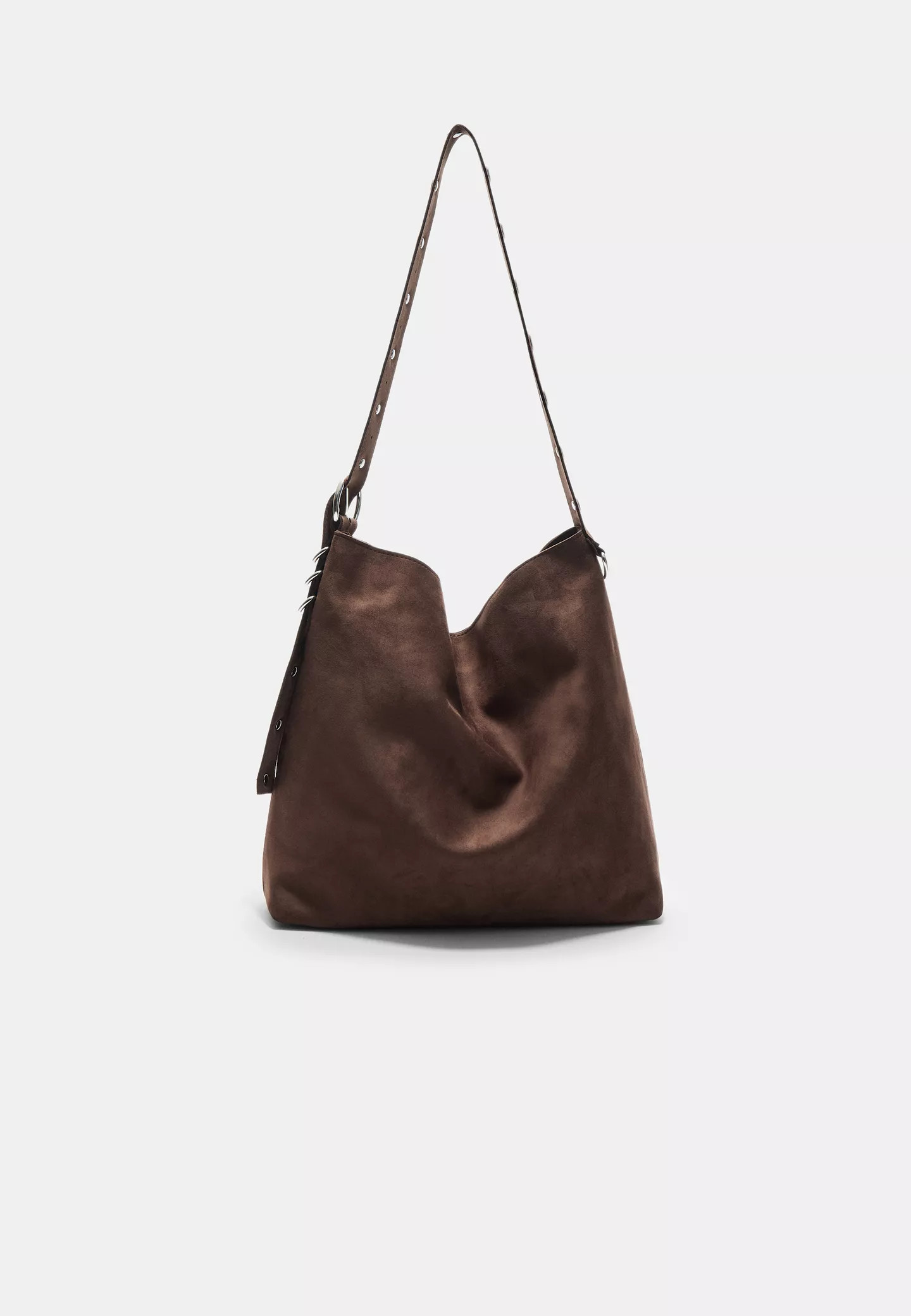 Faux suede bucket bag with strap detail - Women's Latest trends | Stradivarius United Kingdom | Stradivarius (UK)