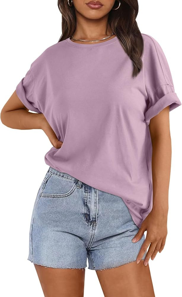 LILLUSORY Oversized T Shirts Women's Loose Fit Crewneck Short Sleeve Tops Basic Tees | Amazon (US)