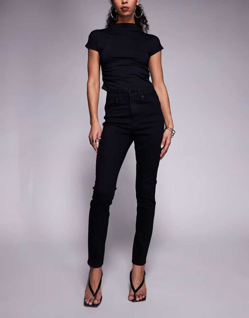 Good American always fits good legs skinny jeans in black | ASOS (Global)