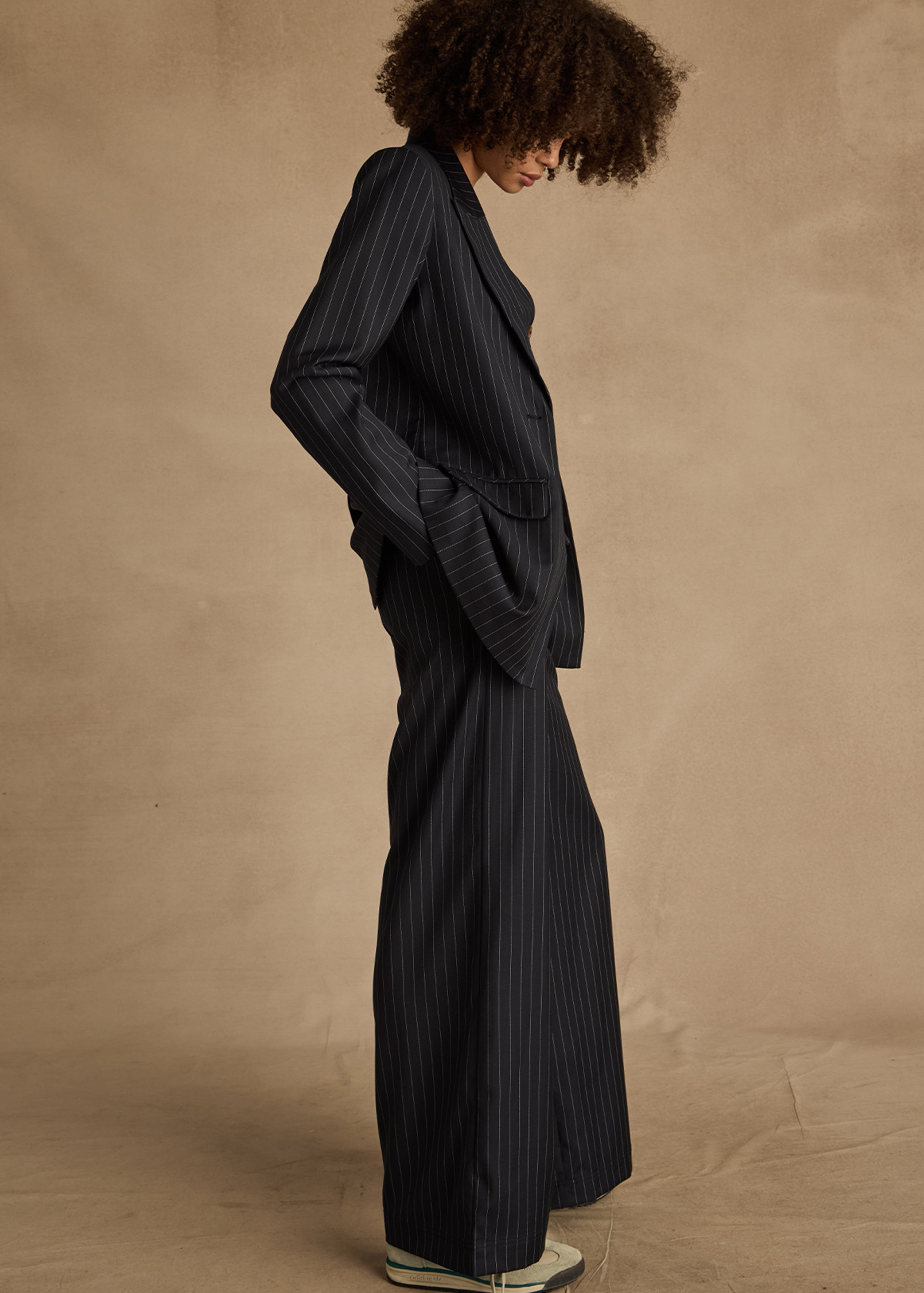 WOOL MIRA WIDE LEG PANT in PINSTRIPE | The UPSIDE | The Upside (Australia & New Zealand)