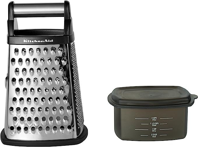 KitchenAid Gourmet 4-Sided Stainless Steel Box Grater with Detachable Storage Container, 10 inche... | Amazon (US)