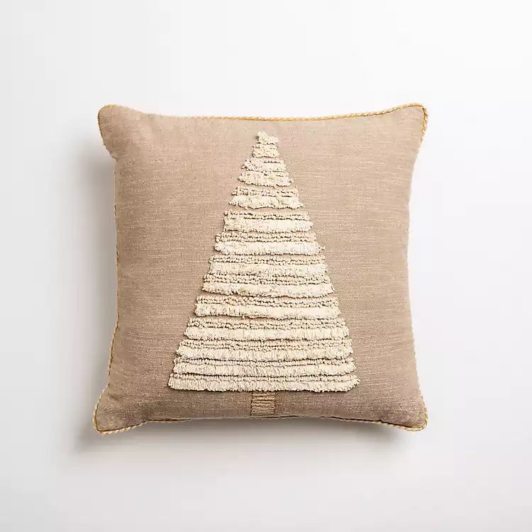 Beige Embroidered Christmas Tree Pillow | Kirkland's Home