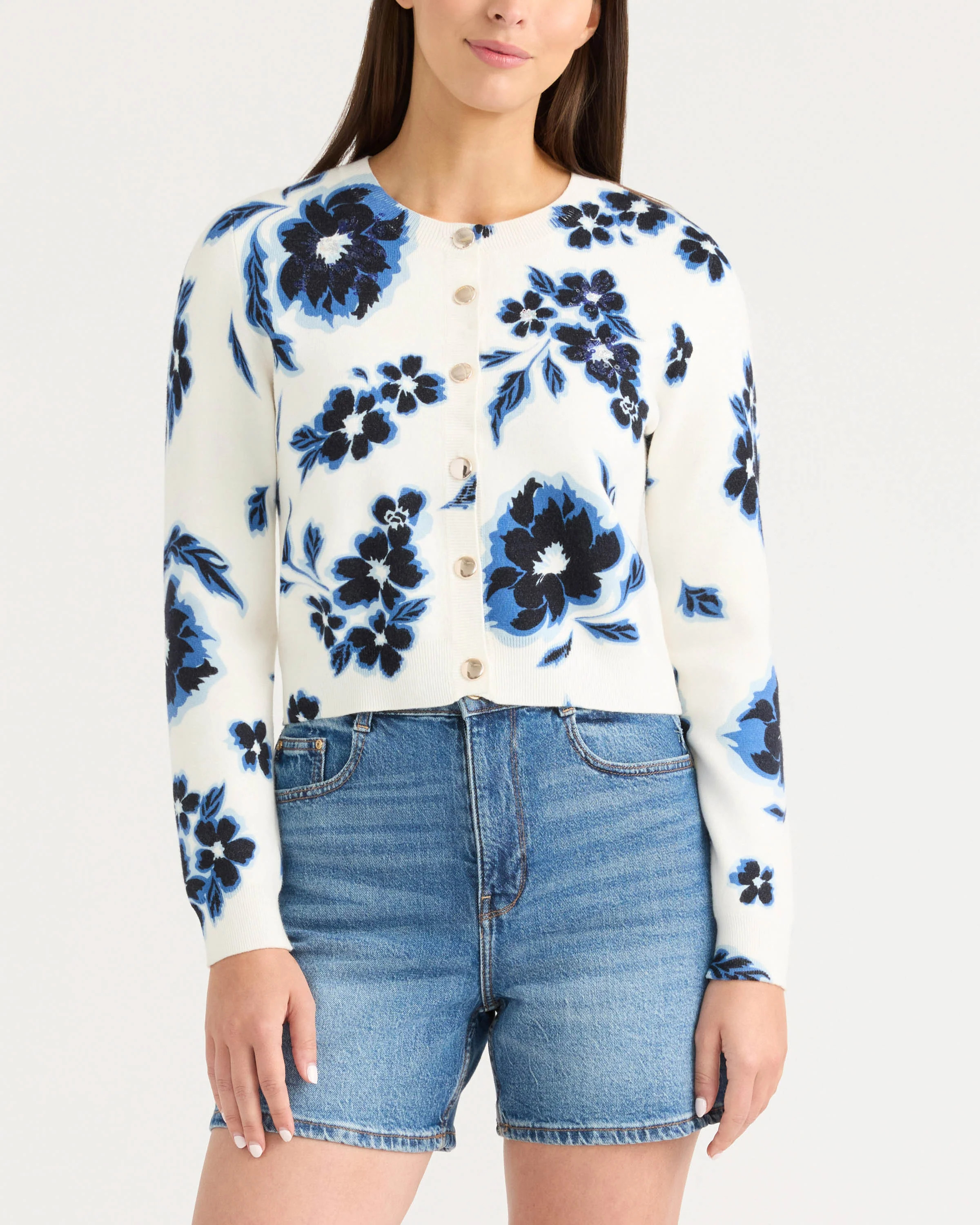 Ellen Trancy Women's Floral Printed Button Front Cardigan | Shop Simon