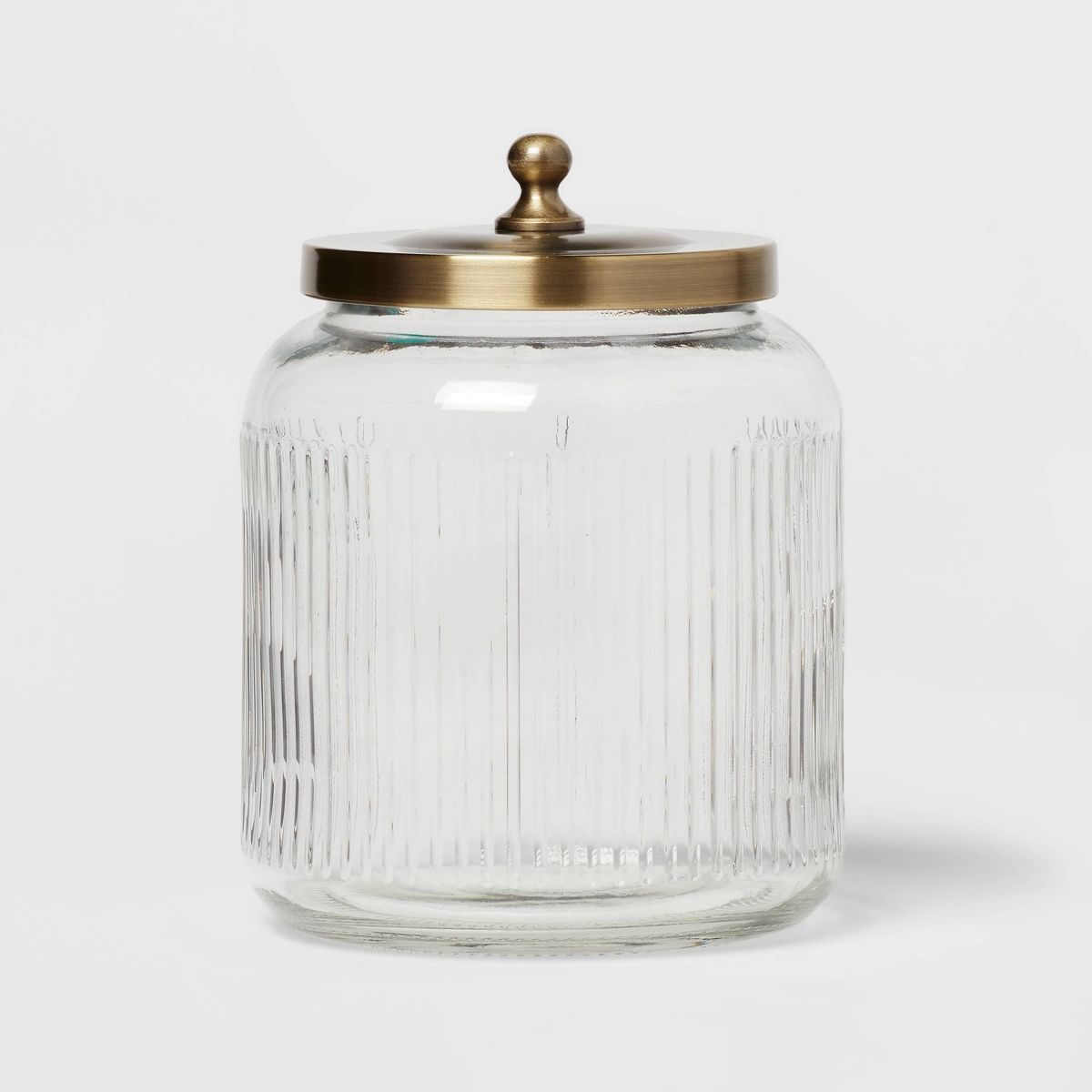 Medium Glass Bath Canister Brass - Threshold™: Elegant Storage Jar with Lid for Bathroom Organi... | Target