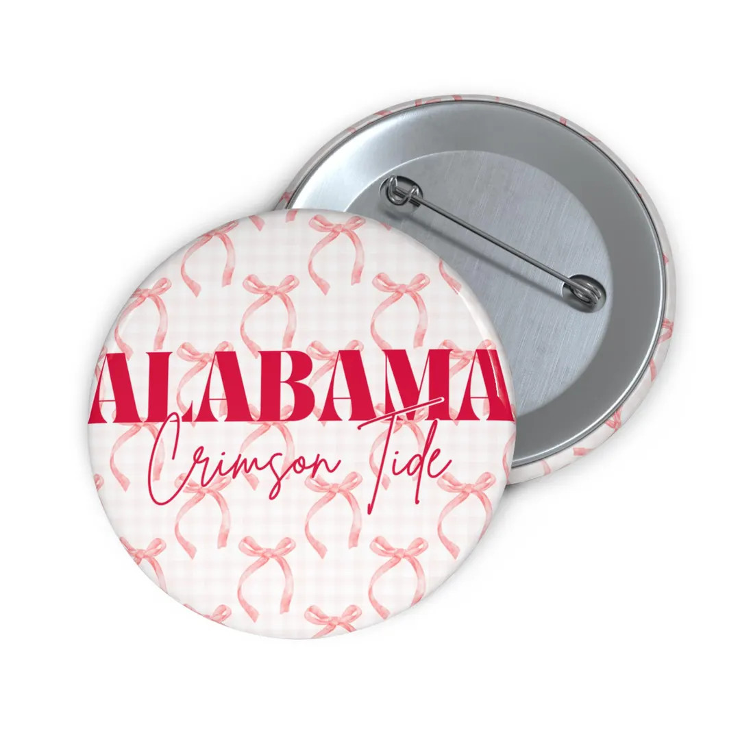 Alabama Crimson Tide Red Coquette Bows Gameday Button | Pin SEC football basketball college colle... | Etsy (US)
