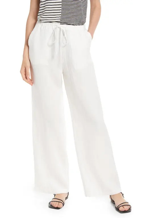 Rails Emmie Drawstring Linen Pants in White at Nordstrom, Size Medium | Nordstrom