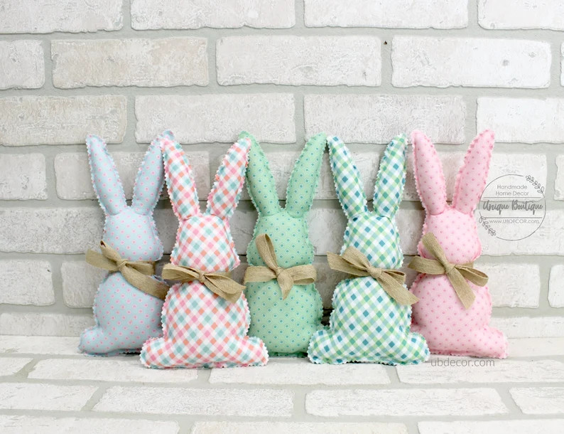 Fabric Easter Bunnies, Stuffed Bunny Rabbit, Spring Farmhouse decor, Easter Tiered Tray decor, bo... | Etsy (US)