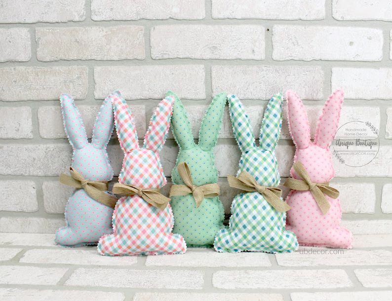 Fabric Easter Bunnies, Stuffed Bunny Rabbit, Spring Farmhouse decor, Easter Tiered Tray decor, bo... | Etsy (US)