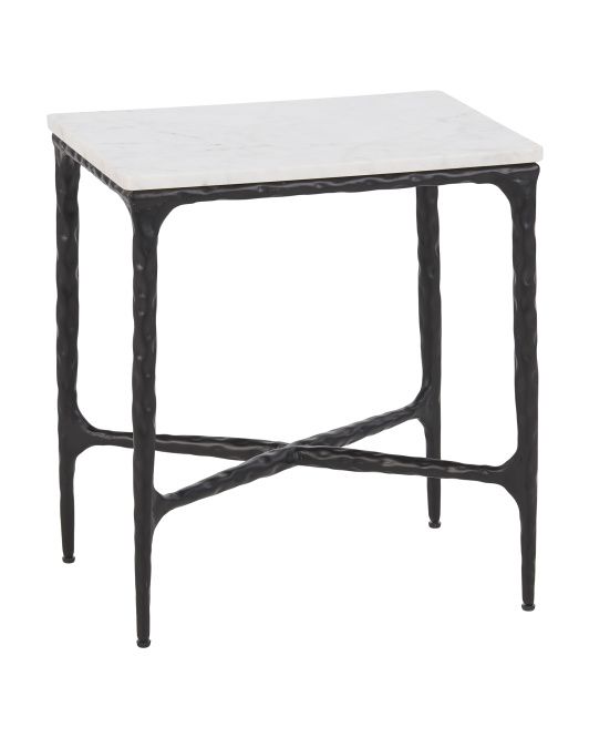 20in Marble Top Iron Stand Side Table | Global Home | Marshalls | Marshalls