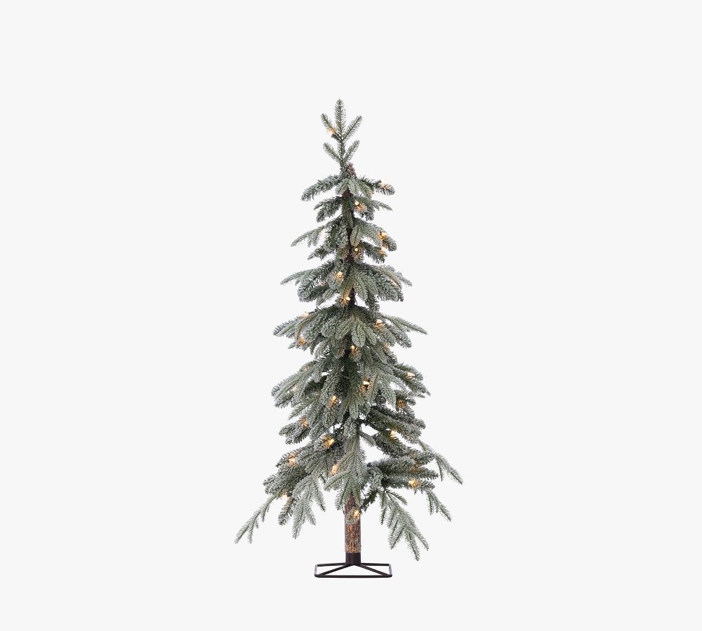 Pre-Lit Flocked Faux Natural Cut Alpine Trees | Pottery Barn (US)