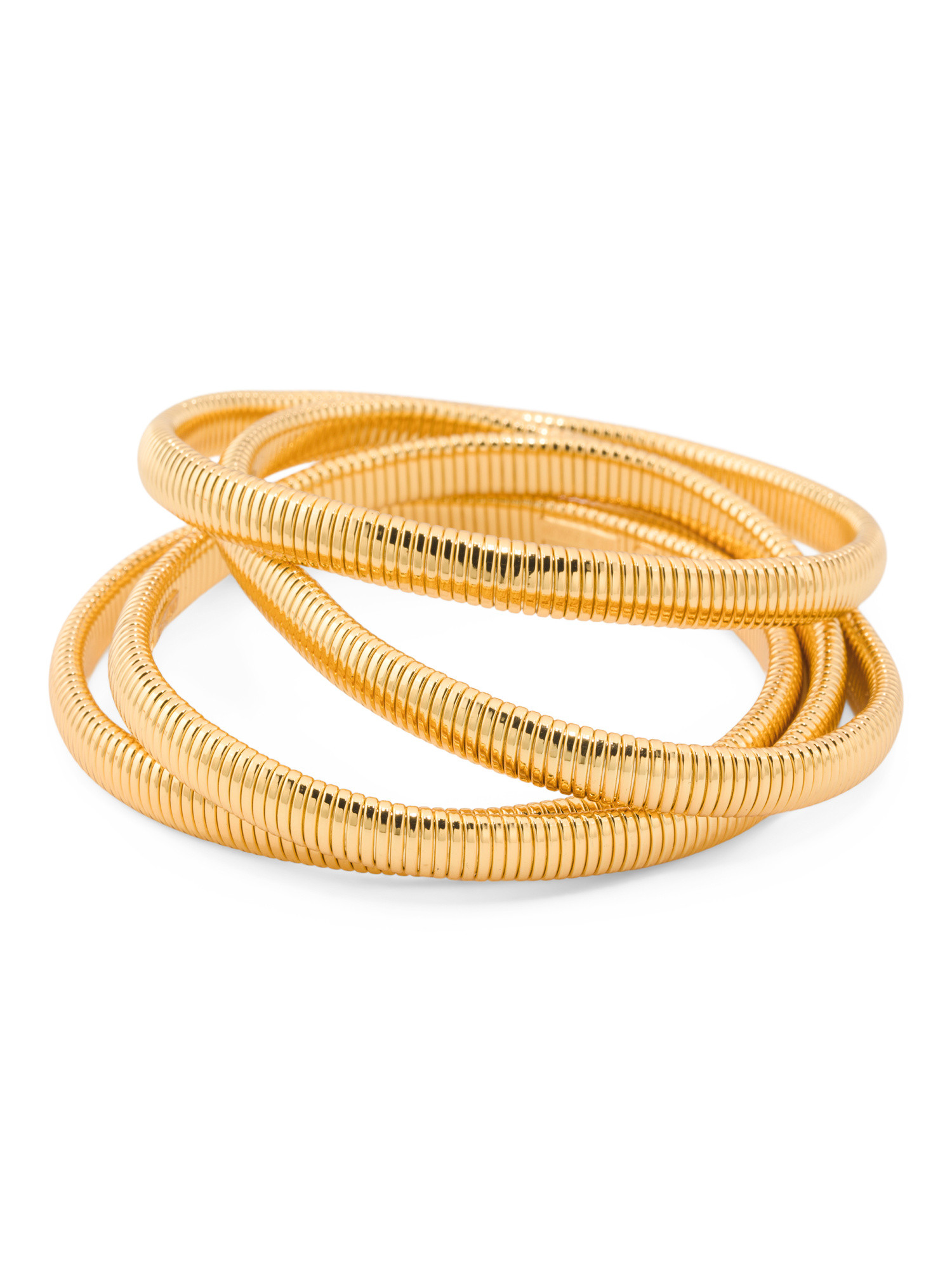Made In Usa 4pc Gold Plated Snake Coil Bracelets | TJ Maxx