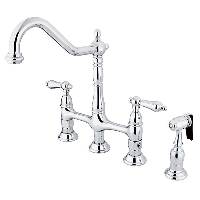 Kingston Brass KS1271ALBS Heritage Kitchen Faucet With Brass Sprayer 8-9/16" Polished Chrome | Amazon (US)