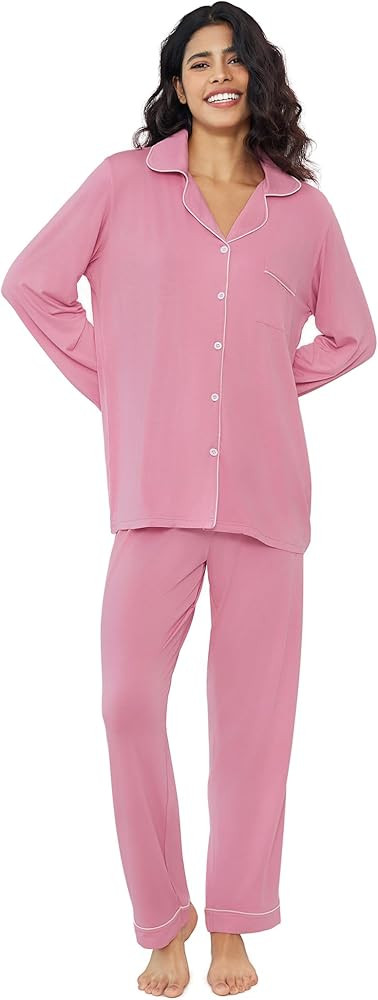 Cherrydew Women Pajama Sets Bamboo Viscose Cooling Long Sleeve Sleepwear Super-Soft Comfy Button ... | Amazon (US)