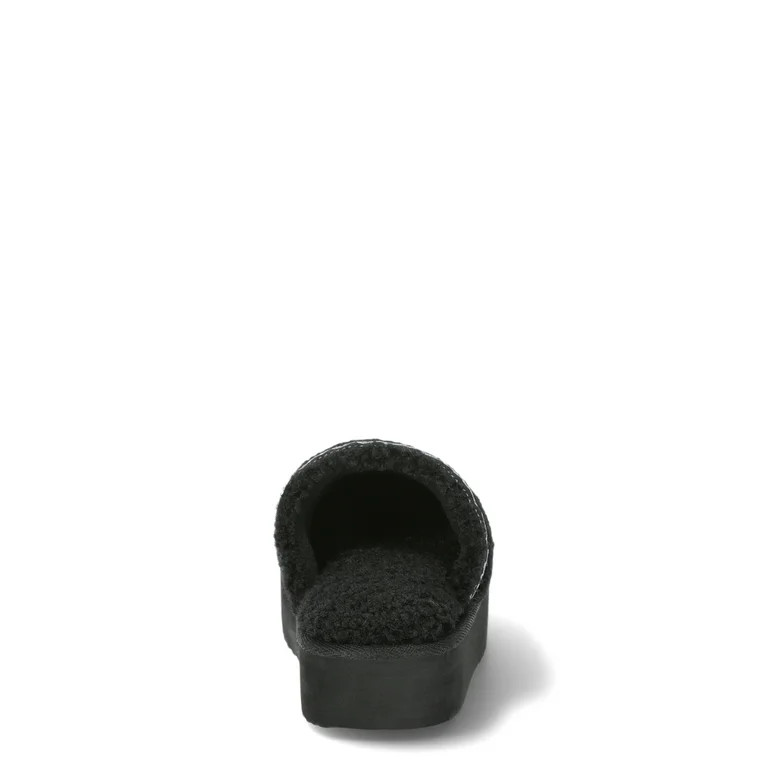 Joyspun Women’s Teddy Fleece Platform Clog Slippers | Walmart (US)