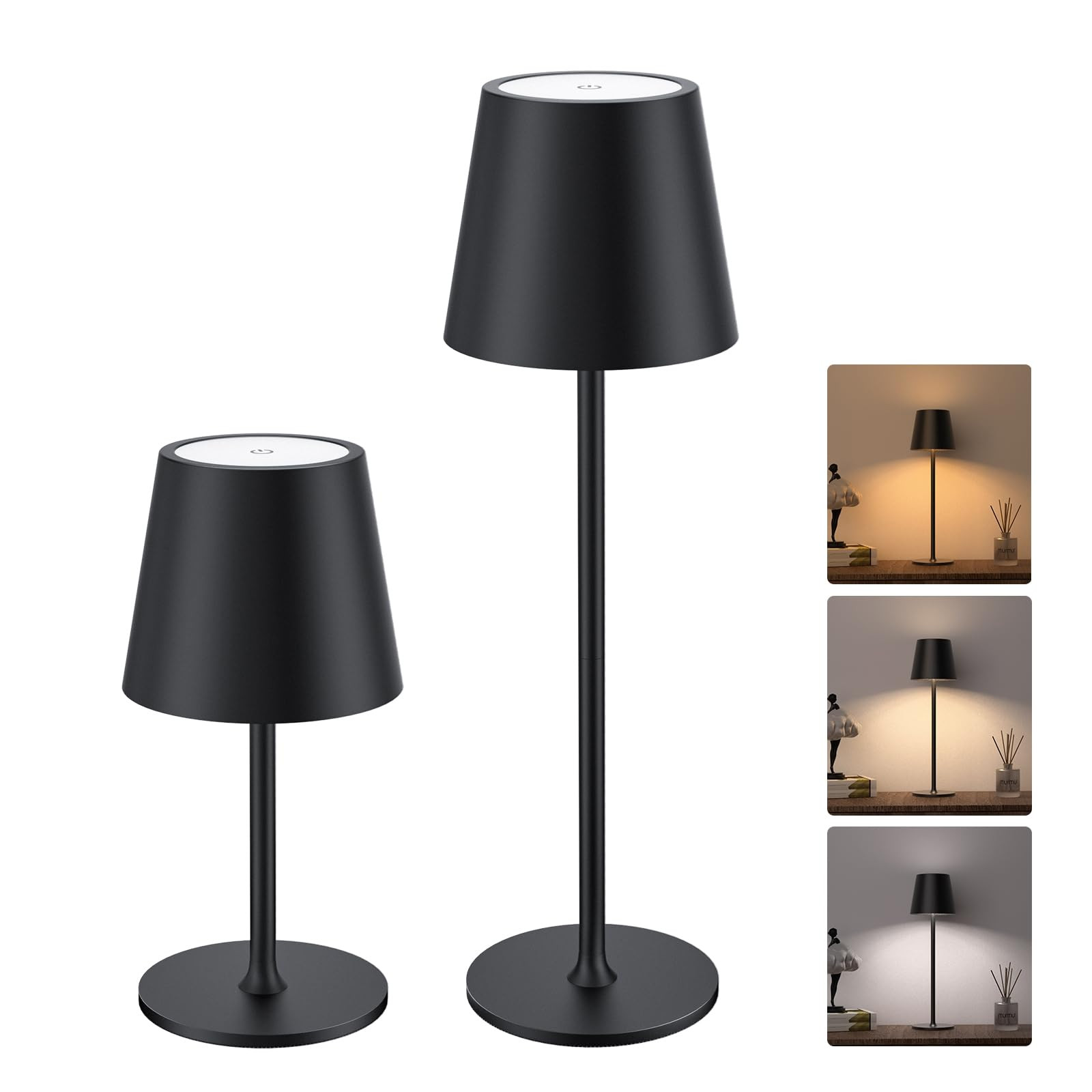 JACKYLED Cordless Table Lamps Rechargeable, 3 Adjustable Height, 5000mAh Battery Operated, 3 Colo... | Amazon (US)