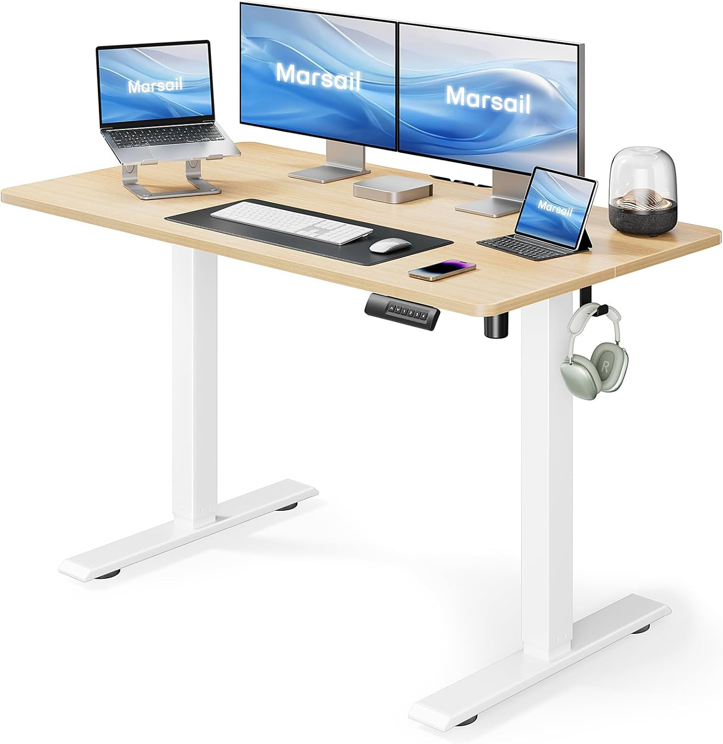 Marsail Electric Standing Desk, Adjustable Height Stand up Home Office Desk Large 55x24 Inch Sit ... | Amazon (US)