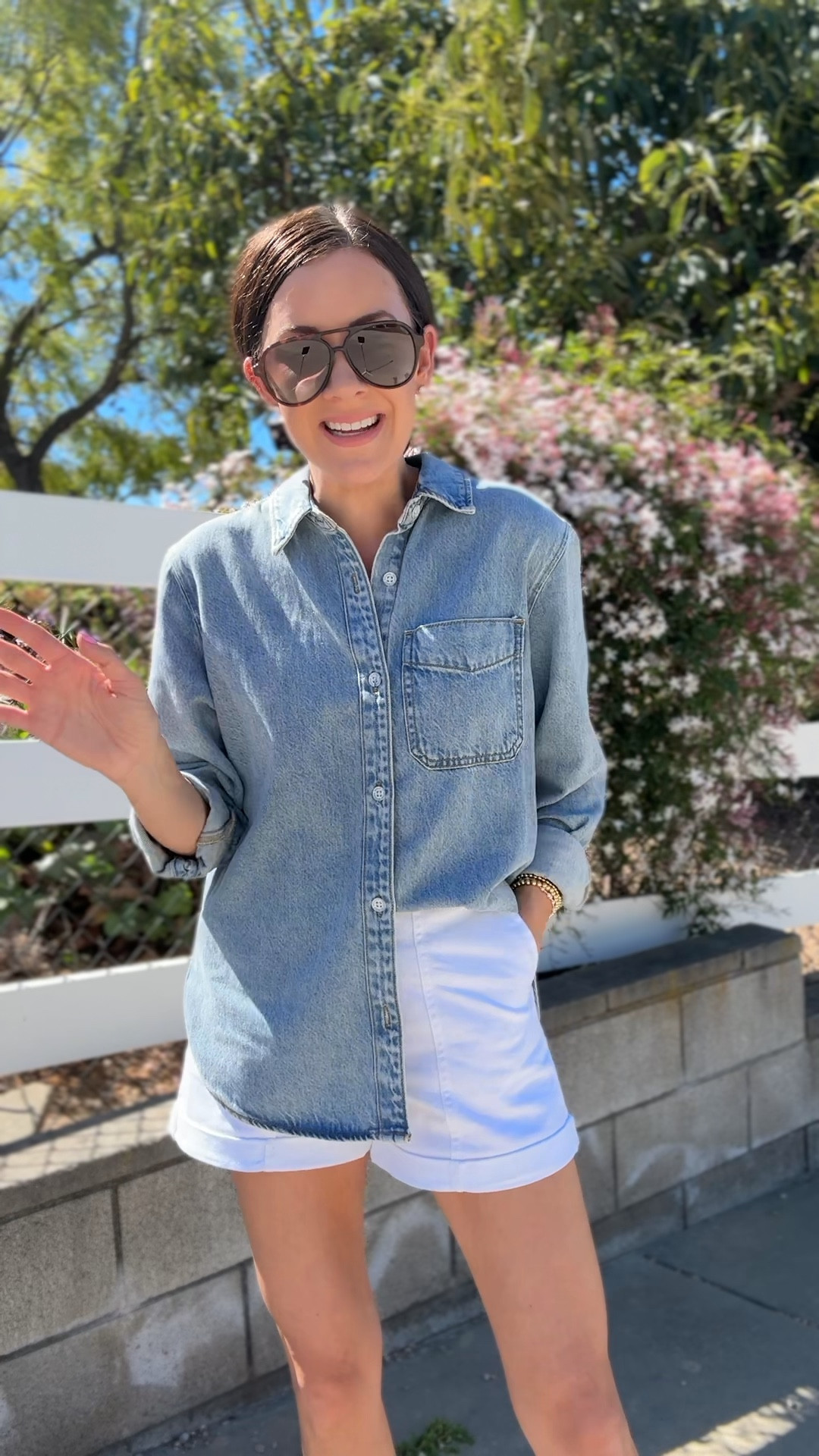 OOTD! 
Small button up
Shorts run tts 
I went down in flats 

#LTKmomlife #LTKootd #LTKSeasonal