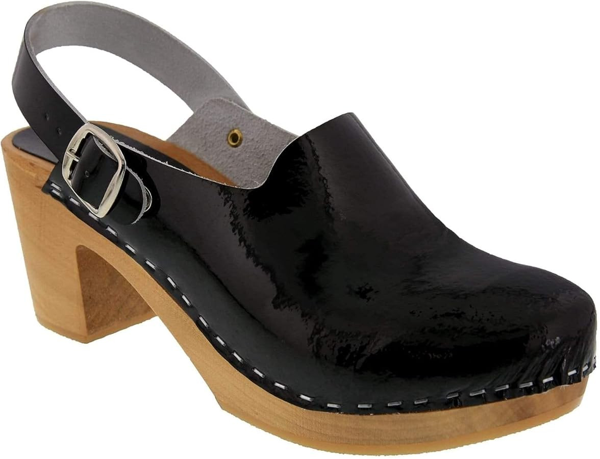 Bjork Women's Mid-Heel Wooden Leather Clog Sandals | Amazon (US)