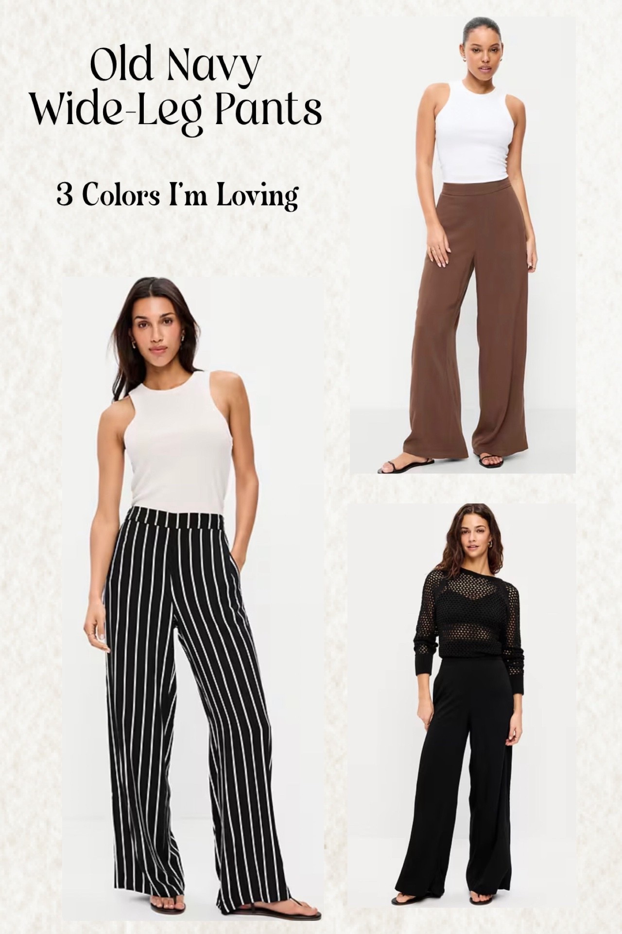 Old Navy wide-leg pants on sale 👏 So versatile and easy to style. Which color would you wear?

#oldnavystyle #widelegpants #springstyle #versatilestyle #everydayoutfit #casualstyle #styledsimple #ltkstyle

#LTKMidsize #LTKspringtrends #LTKSaleAlert
