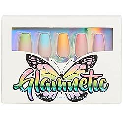 Amazon.com: Glamnetic Press On Nails - Sprinkles | Rainbow French Tip Nails, UV Finish Short Poin... | Amazon (US)