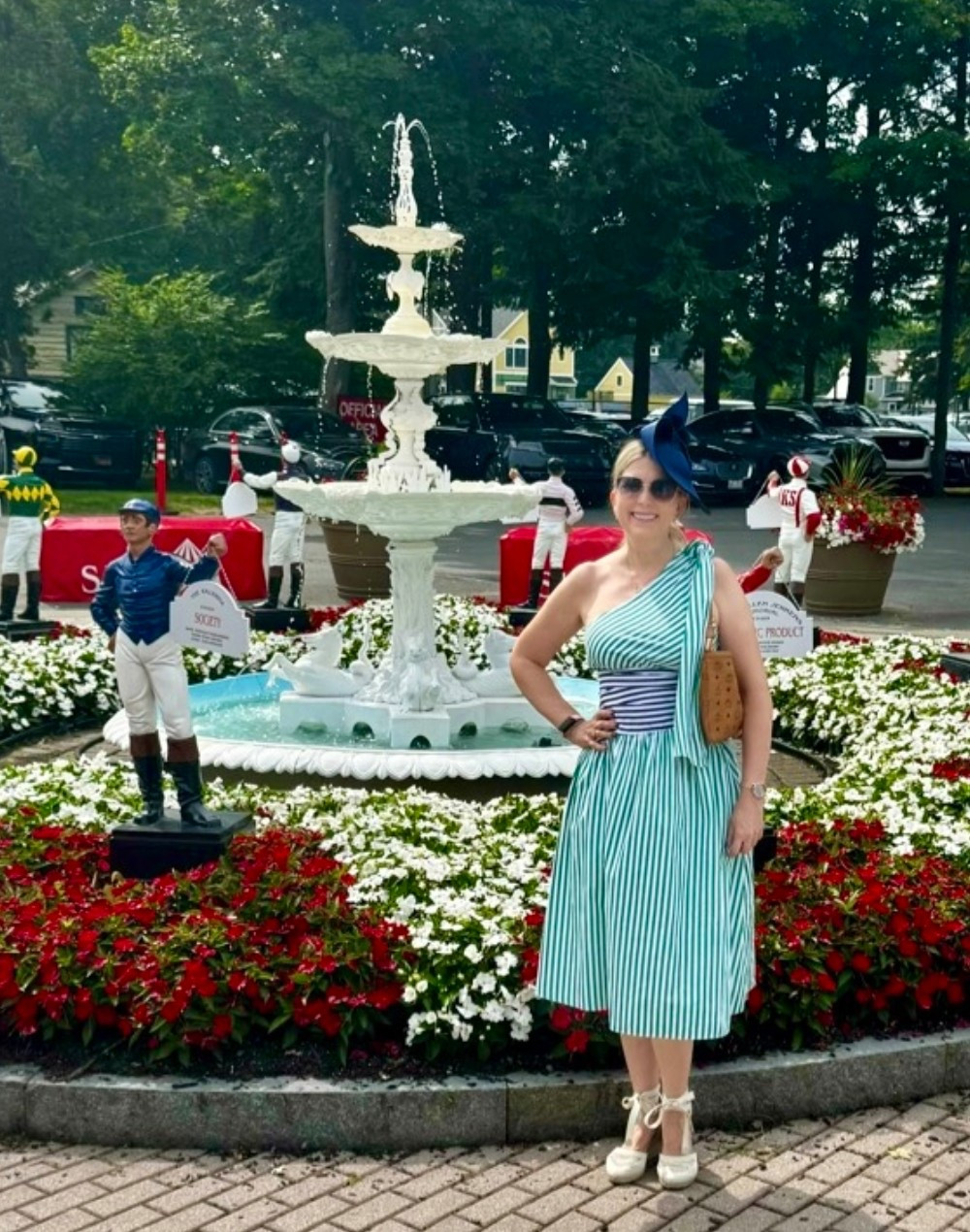 Horse Racing Chic! #striped dress with #tie on one shoulder. #fascinator #espadrilles 

#LTKSeasonal #LTKTravel #LTKStyleTip