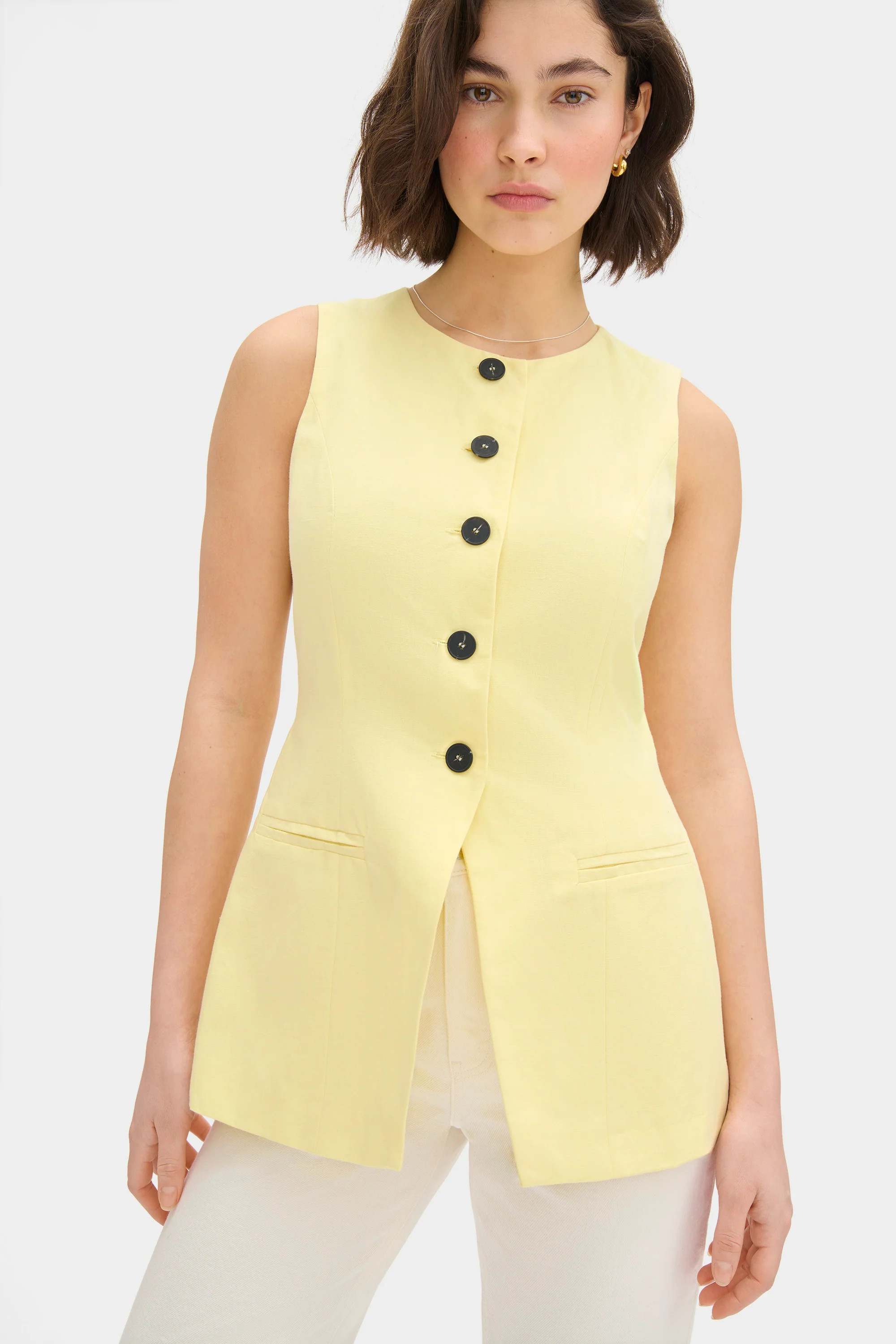 ALIGNE Linen Waistcoat - Yellow | Leo | ALIGNE UK & EU