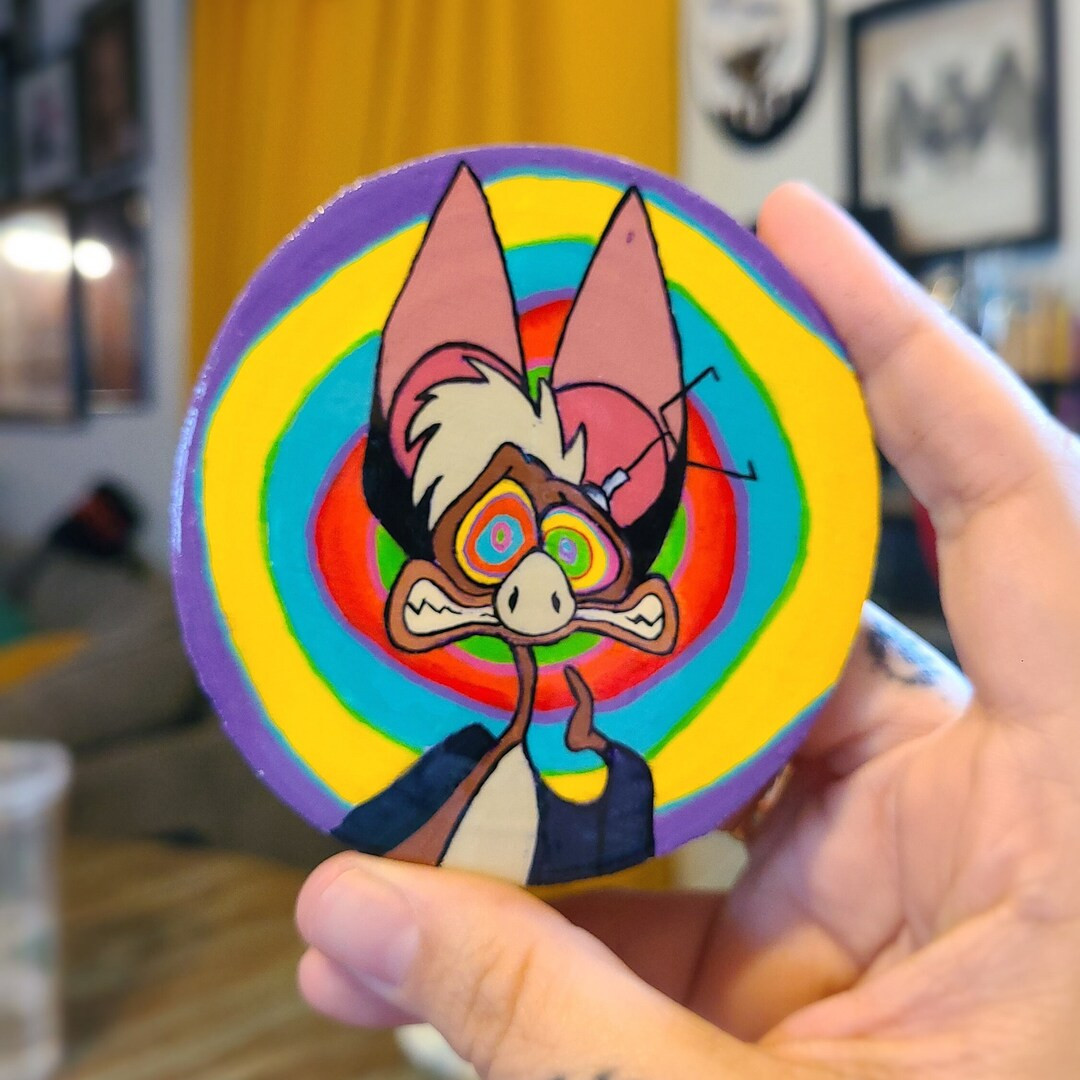 Batty Koda Wood Slice Ornament Hand Painted Acrylic Bat Ornament Wall Hang - Etsy | Etsy (US)