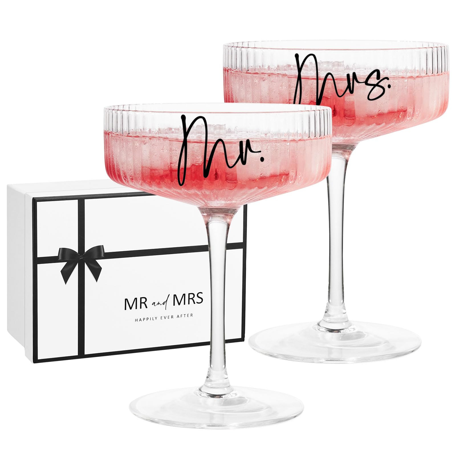 AW BRIDAL Mr and Mrs Champagne Glasses Enagagement Gifts for Newlywed Couples 2025, Bride and Gro... | Amazon (US)