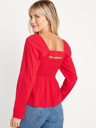 Smocked Crepe Top for Women | Old Navy (US)