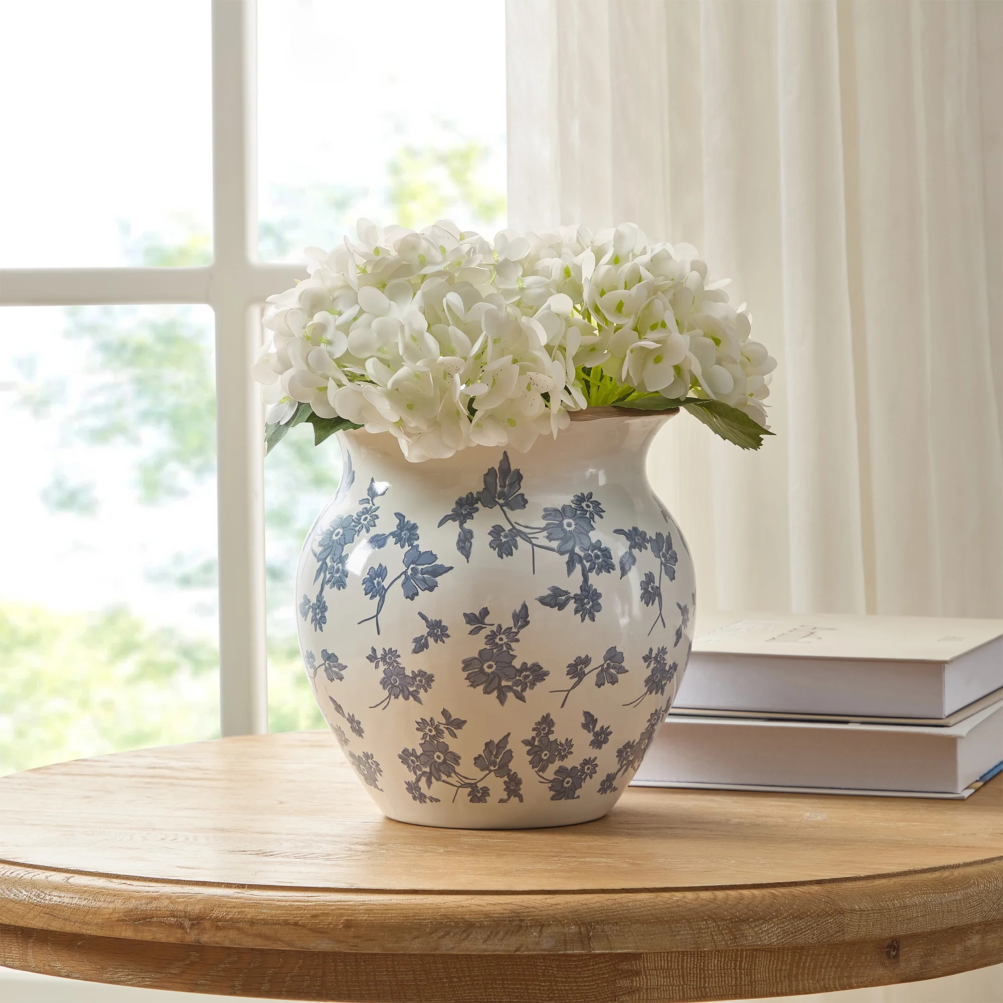 My Texas House 8" Blue Ceramic Floral Vase | Walmart (US)