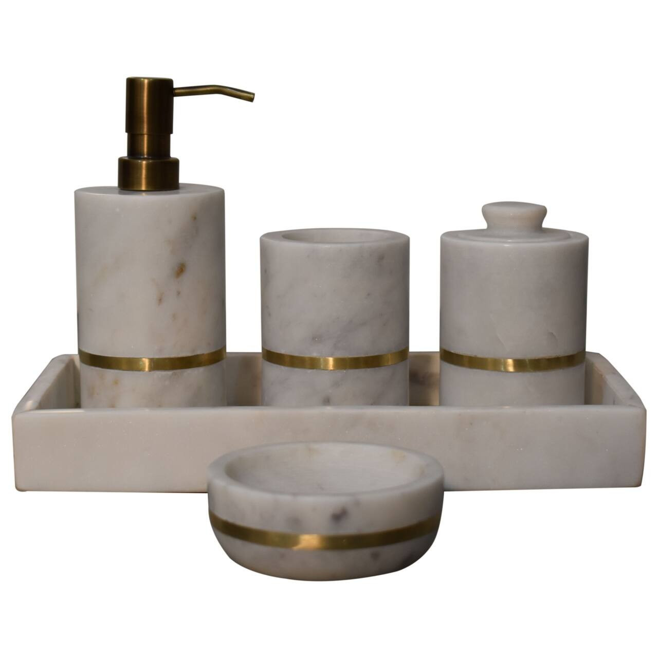 Artisan Furniture - Brass Inlay Bathroom Set of 5 - White | Best Buy U.S.