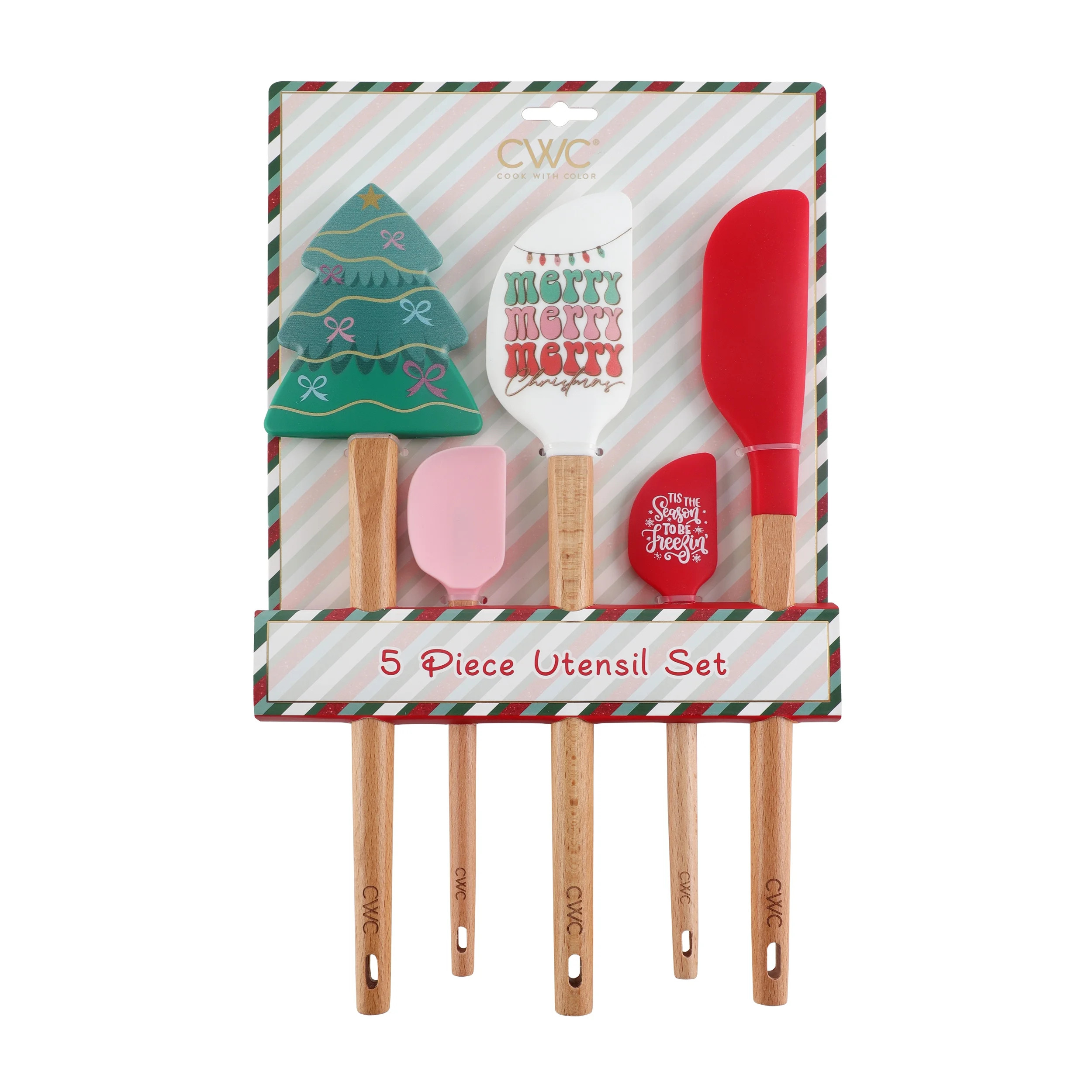 Cook With Color 5-Piece Utensil Set – Multicolor Silicone Spatulas & Icing Spatula with Wooden ... | Walmart (US)