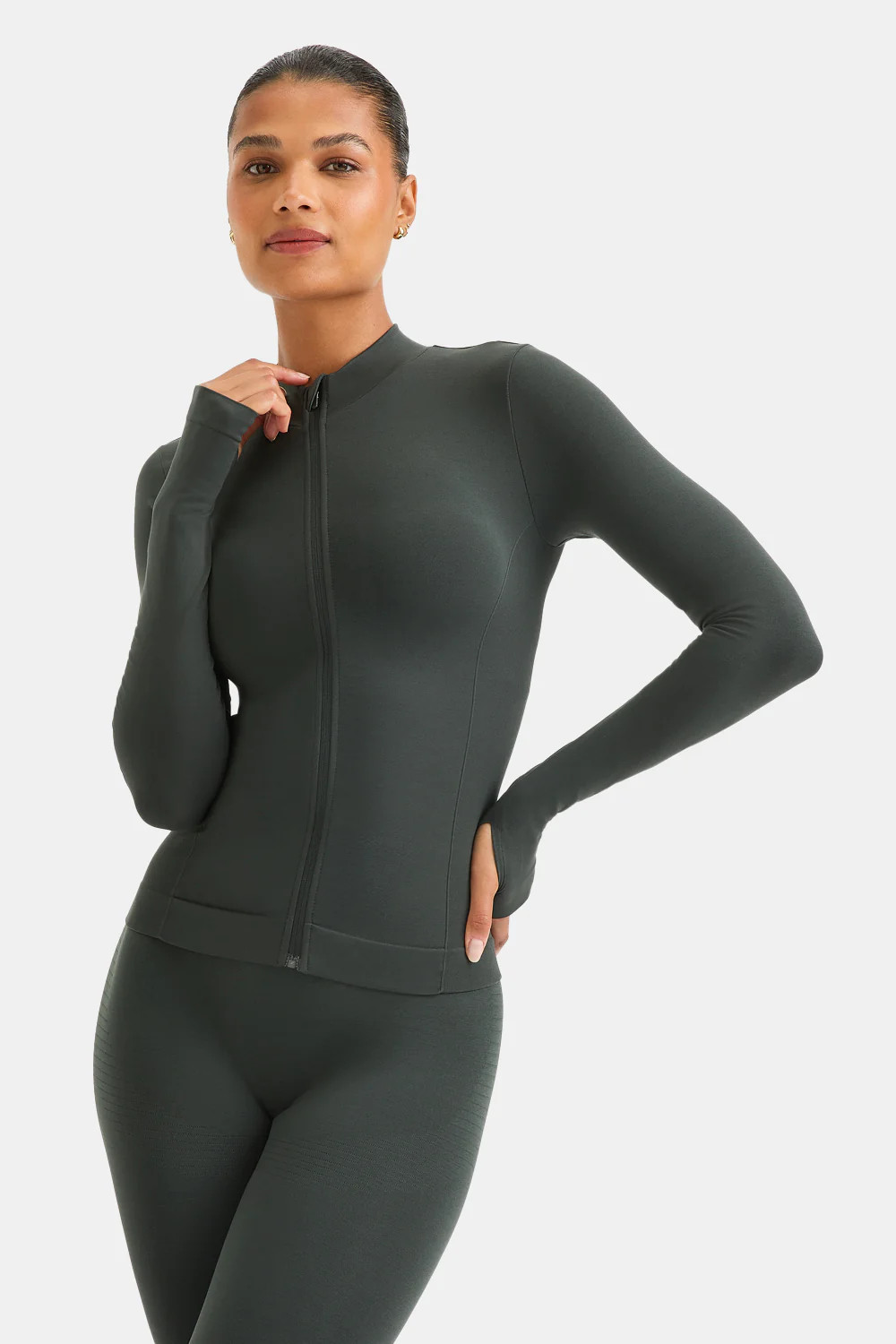 Sculpt Seamless Longline Jacket - Slate Green | TALA (UK)