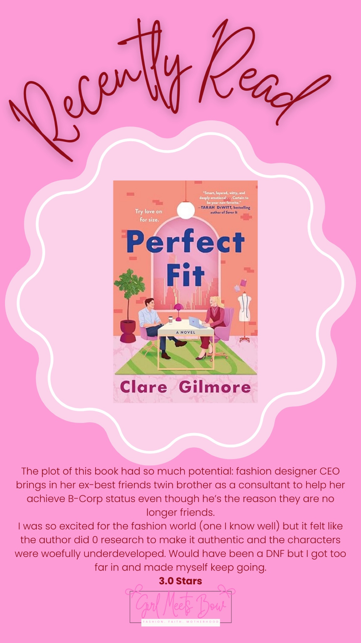 Recently Read: Perfect Fit by Clare Gilmore book review. 