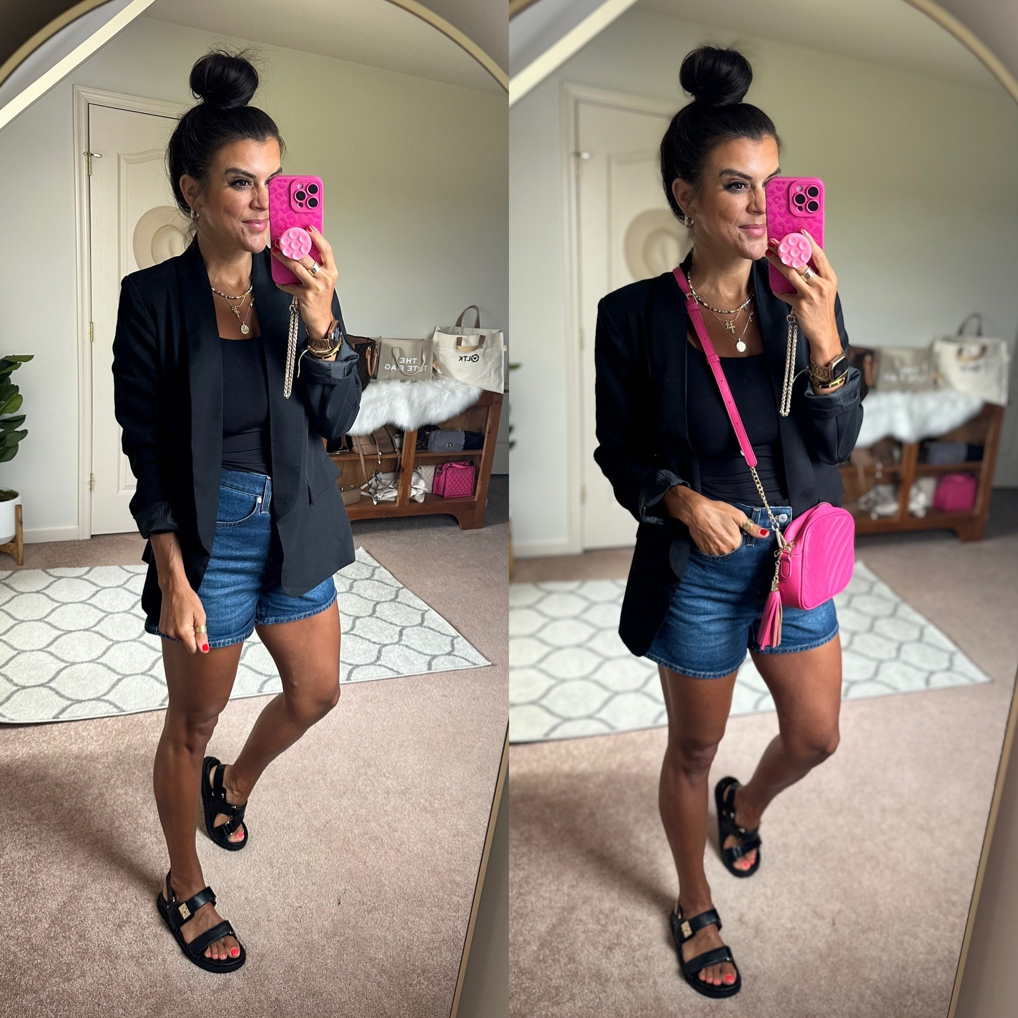 Size small in blazer and tank Sized up one in Levi shorts

#LTKSeasonal