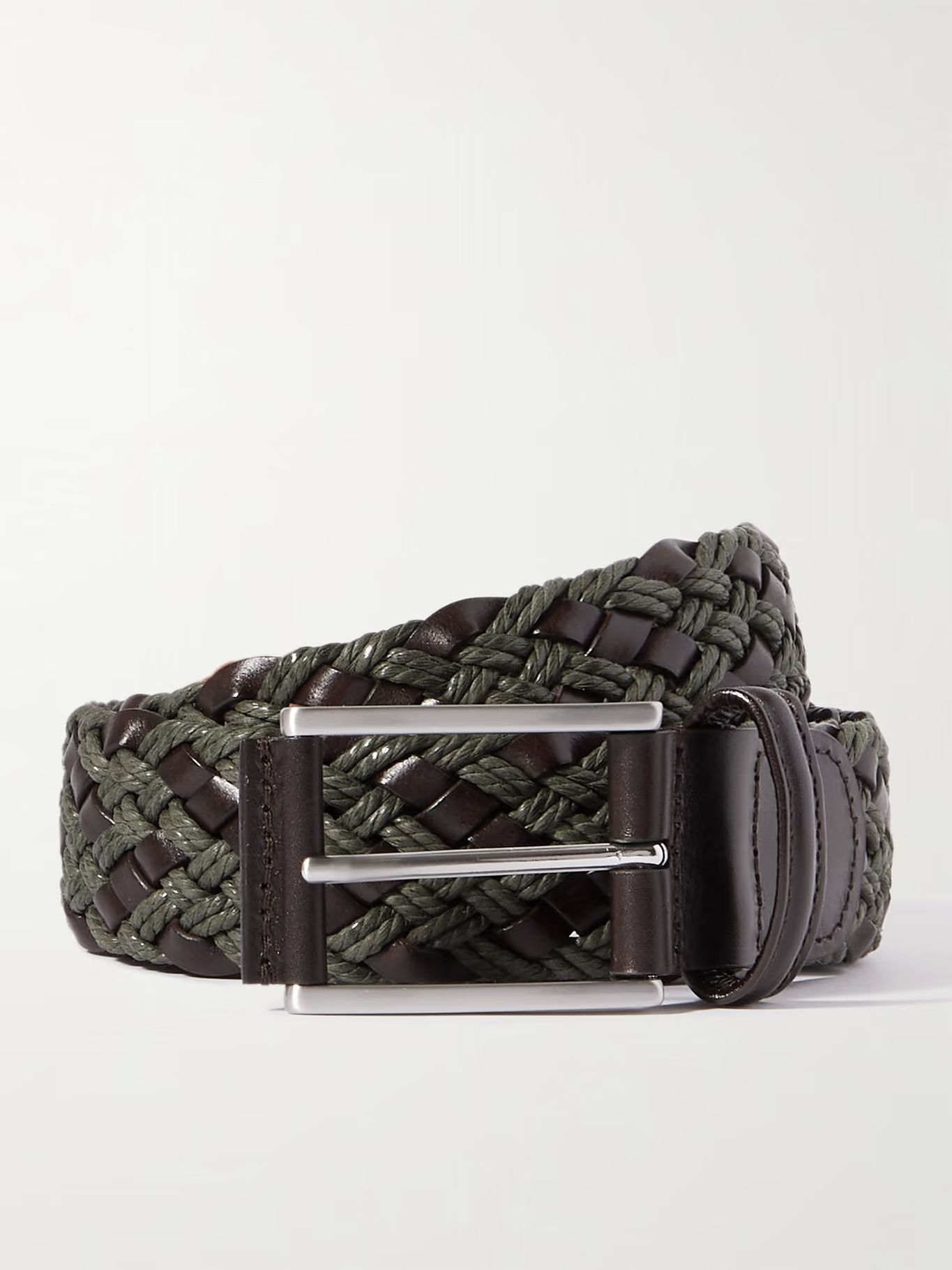 3.5cm Leather-Trimmed Waxed-Cotton Woven Belt | Mr Porter (AU)