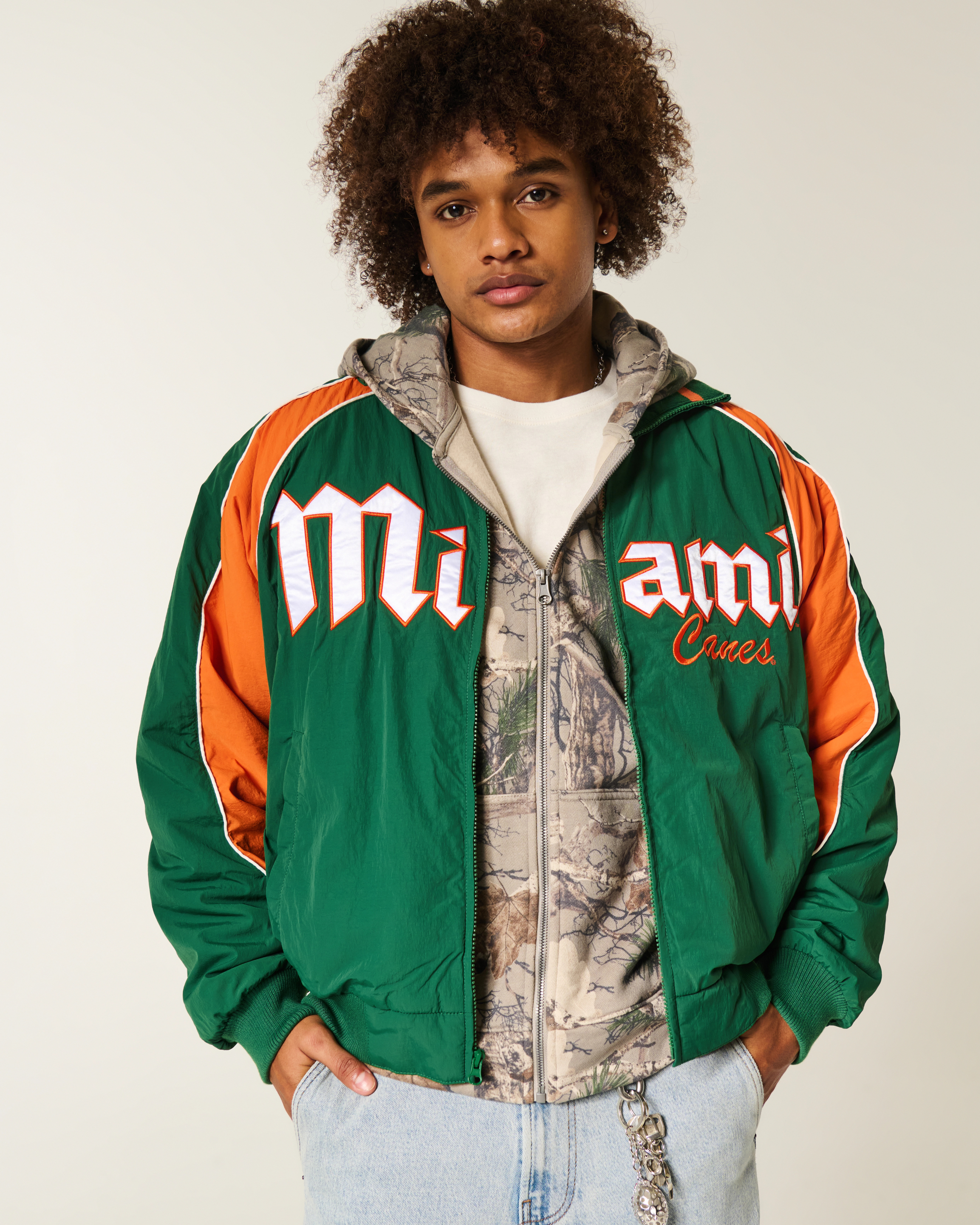 University of Miami Hurricanes Graphic Windbreaker Jacket | Hollister (US)