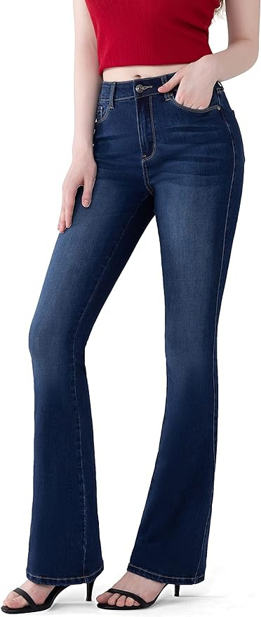 FLYING BANANA Women's Curvy Stretchy Bootcut Flare Denin Jeans | Amazon (US)