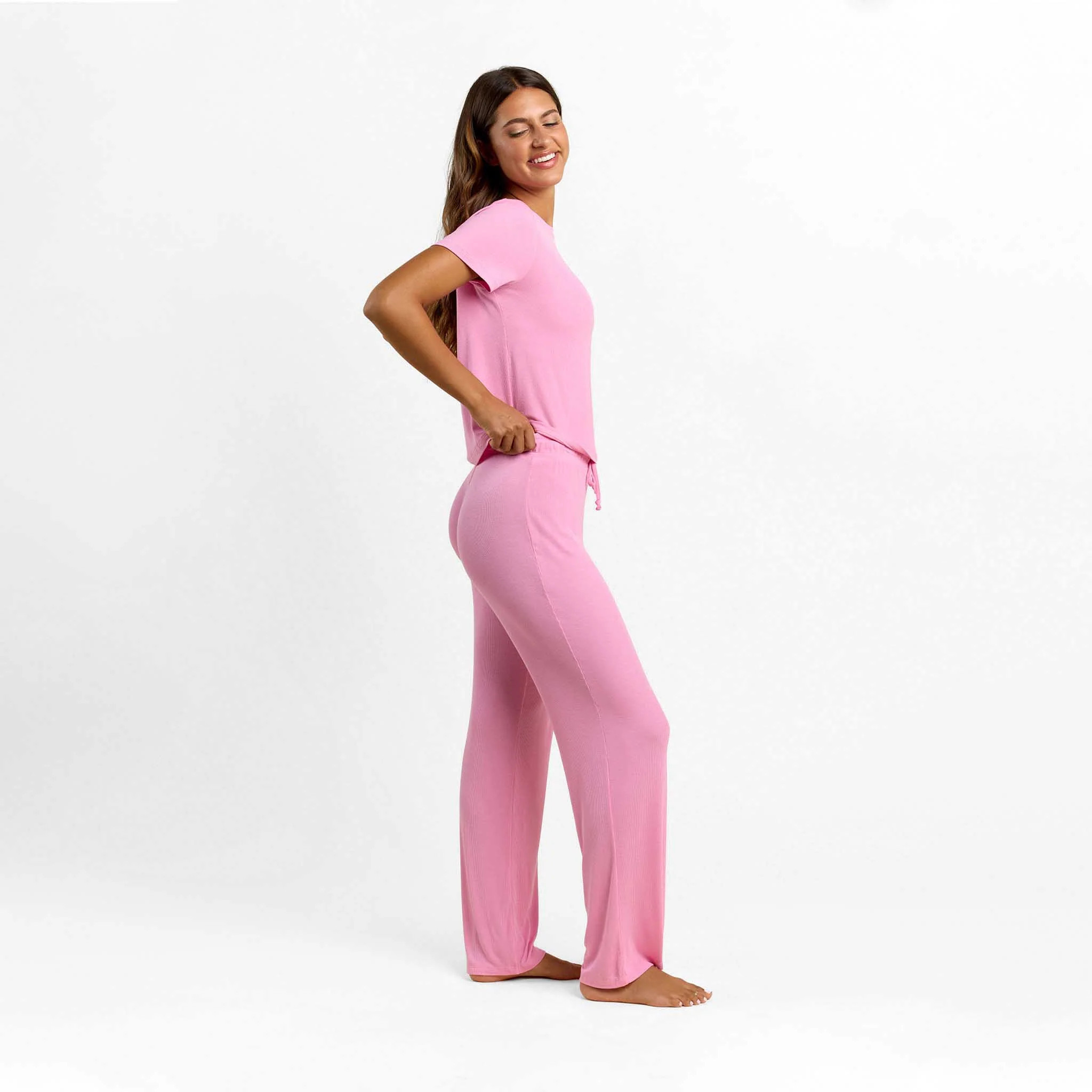 Ribbed Pajama Set | Bubblegum Pink | Nuuds US
