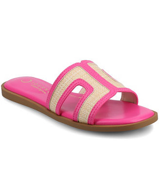 Journee Collection Women's Primah H Band Slide Flat Sandals - Macy's | Macy's